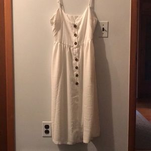 BRAND NEW White camisole dress with brown buttons